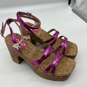 Pop Womens Admission Heeled Sandals Pink Fuschia Size 9.5M